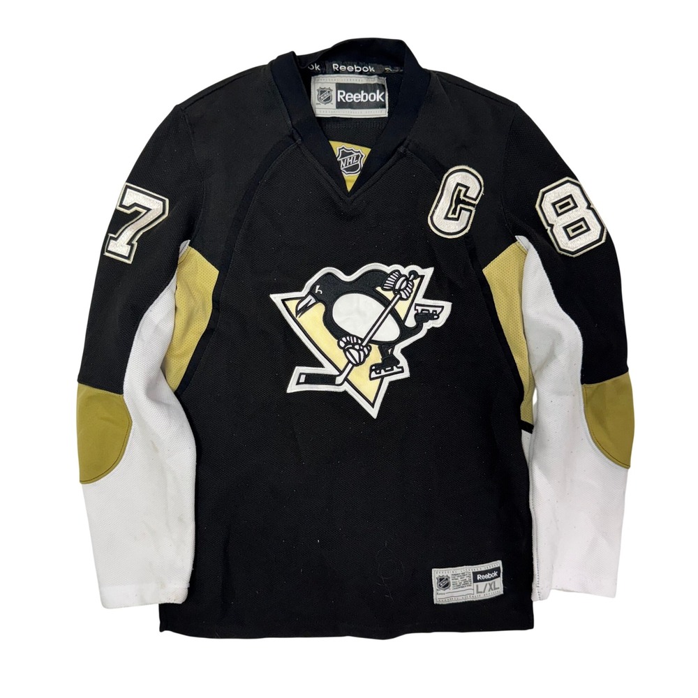 Reebok Sidney Crosby Pittsburgh Penguins NHL Jersey Youth L/XL Black 87 Stitched